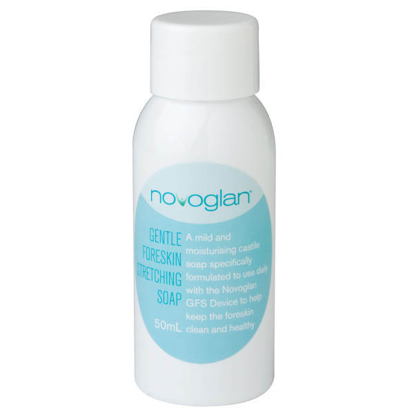 NOVOGLAN GFS Gentle Foreskin Cleansing Soap, specially formulated to be gentle on your foreskin and help keep your foreksin clean and healthy. Use daily. Treat Smega, balanitis and thrush the easy way.