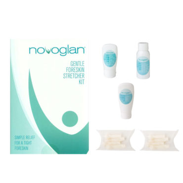 NOVOGLAN Complete Foreskin Care Kit is the ultimate solution to treat a tight foreskin and fix phimosis in the privacy of your own home.The Complete Care Kit contains the multi-award winning patented Gentle Foreskin Stretcher plus the scientifically formulated NOVOGLAN Cream, Soap and Personal Lubricant. All these products are designed to work together to reduce the inflammation of your foreskin and allow the skin to get maximal stretching for optimum results. Perfect treatment for adult phimosis and an ideal alternative to circumcision.
