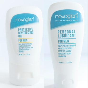 The Novoglan Men's Sexual Health Pack. Containing Novoglan Oil for Men with PrepuCel (TM) Advanced Microlipid Formulation and the Hypoallergenic Water based Novoglan Personal Lubricant. 
Better sex. Better Health. Happy Partner. Prevents penis, foreskin and scrotal problems. Use as directed.